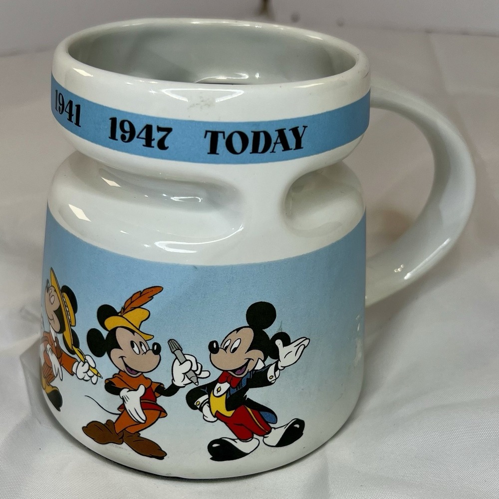 Disney Store Mickey Mouse‎ Through the Years Wide Bottom Travel Coffee Mug Cup